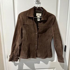 Cherokee Brown Leather Blazer Jacket.